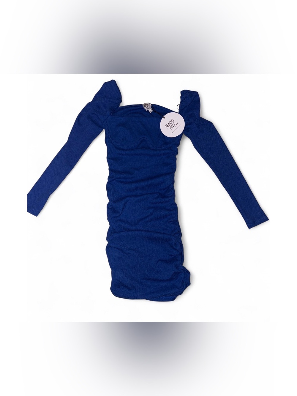 Princess Polly Cobalt Blue Long Sleeve Ruched Dress